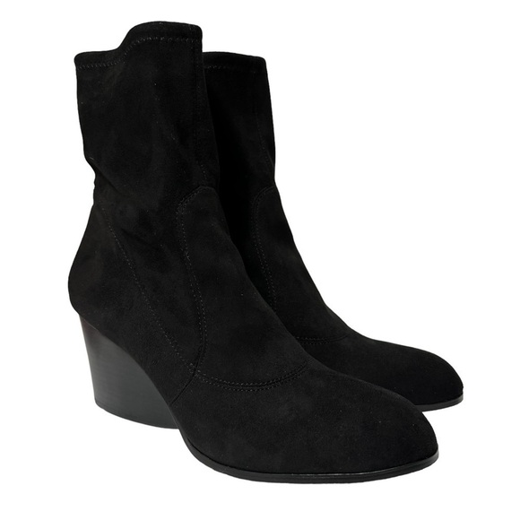 NEW Donald Plinar Pandra Black Stretch Suede Pull On Ankle Boots Booties Size 9 - Picture 9 of 14